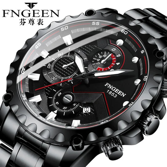 Men’s Stainless Steel Chronograph Watch – Waterproof Quartz Military Sports Wrist Watch