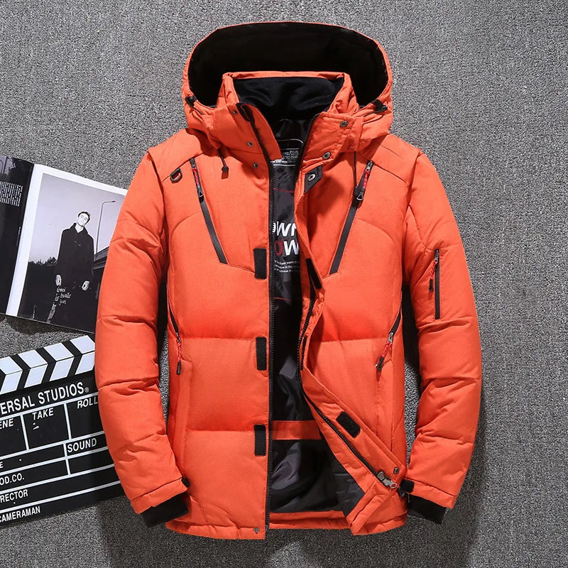 Veste/manteau rembourré à capuche et fermeture éclair pour homme