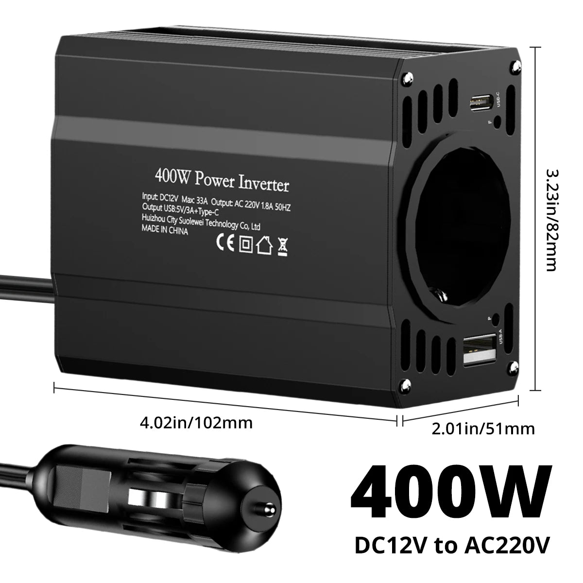 Multiuse DC12V to AC 220V 400W Solar Inverter