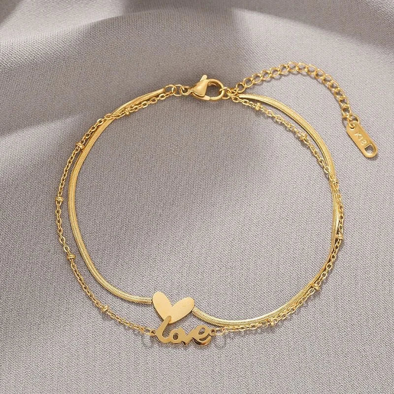 anklet gold, letter anklet, letter anklet gold, gold letter, gold letter anklet, double anklet, heart anklet, anklet letter, love anklet, gold ankle bracelets