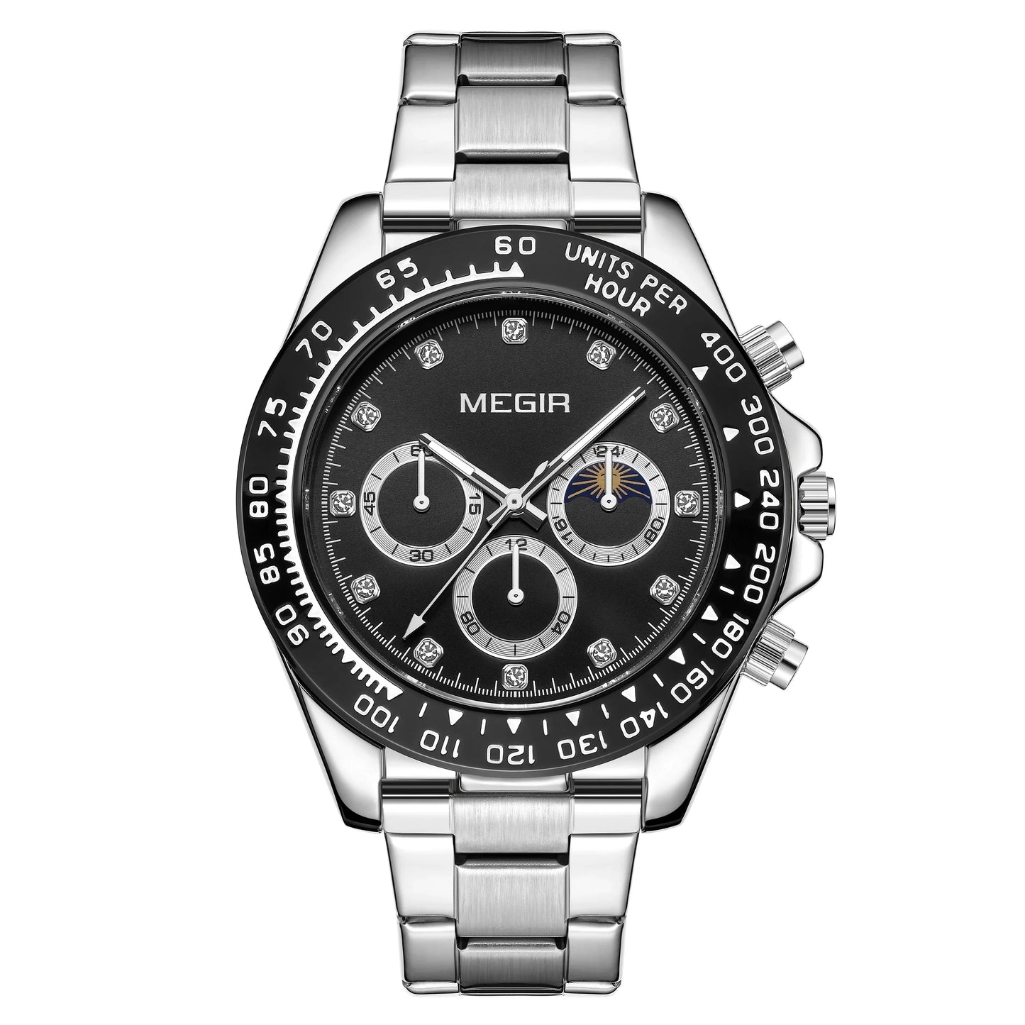 Herren-Quarzuhr aus Edelstahl – Wasserdichte Outdoor-Sportarmbanduhr mit Leuchtzifferblatt