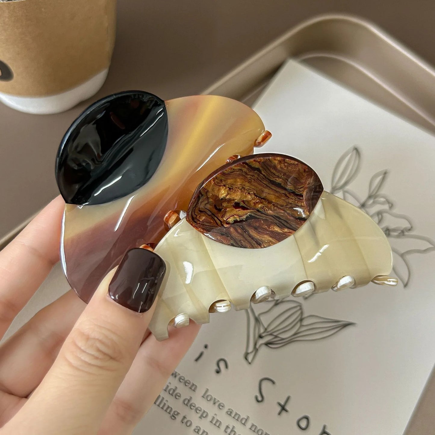 Large Color-Block Acetate Hair Claw Clip