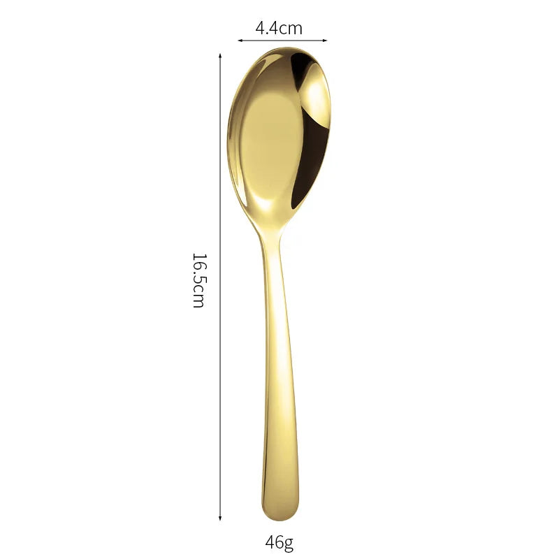 stainless steel flat spoon thickened eating spoon.