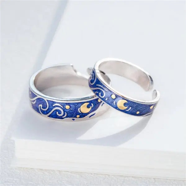 Matching 2Pcs Heartbeat Rings for Couples Romantic Promise Rings