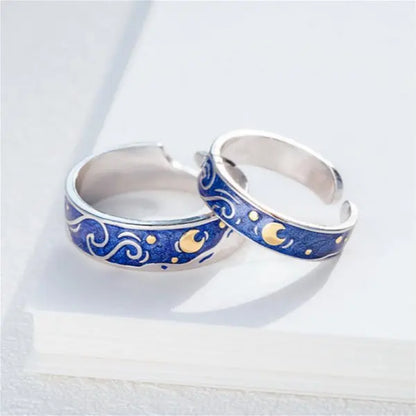 Matching 2Pcs Heartbeat Rings for Couples Romantic Promise Rings