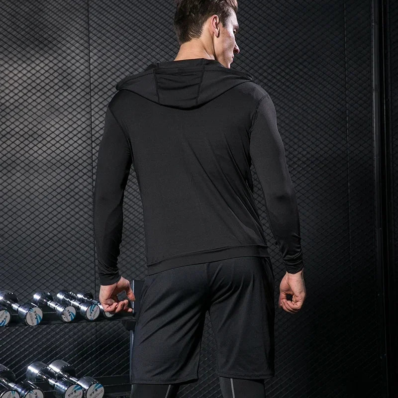 Men Rashguard Compression Set Gym Running Fitness Wear