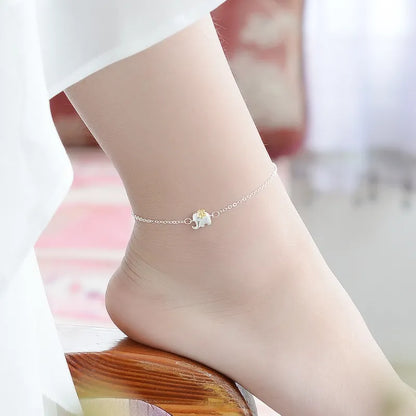 Sterling Silver Color Single Layers Anklets