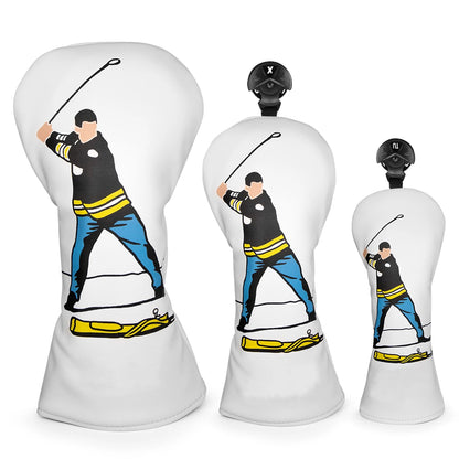 Golfschlägerhauben-Set aus Leder für Driver, Fairwayhölzer und Hybridhölzer