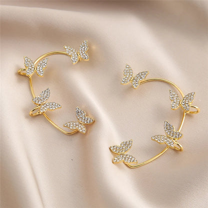 Metal Leaf Silver Butterfly Clip Women's Earring