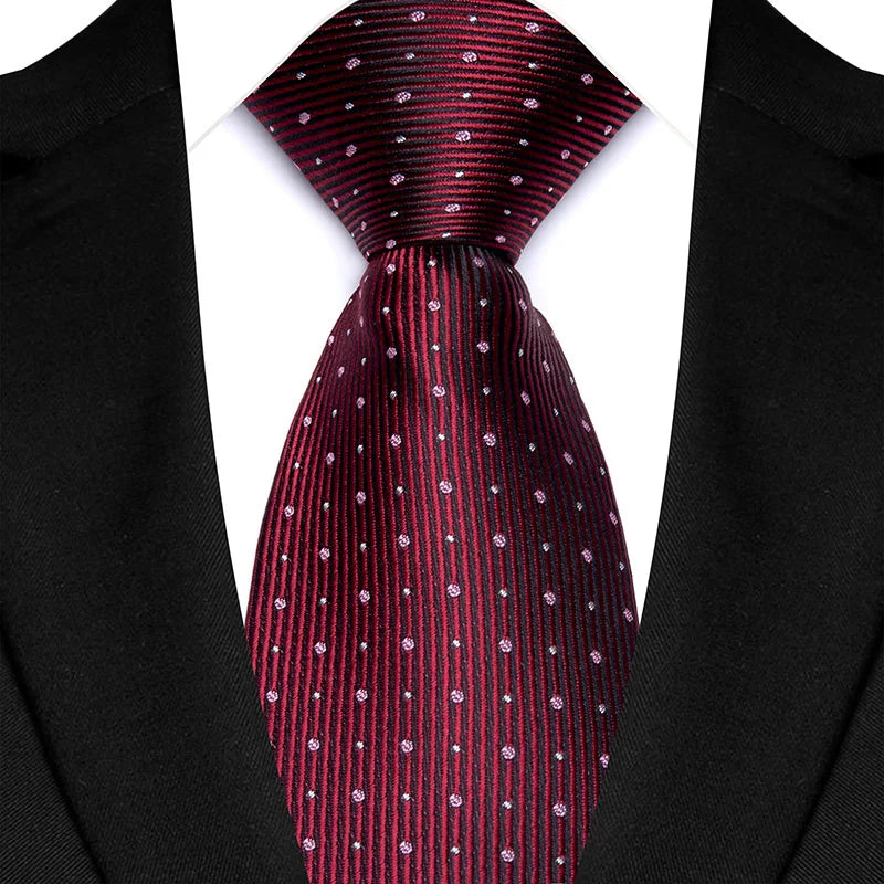 Men's Burgundy Plaid Silk Wedding Tie Set