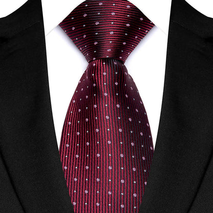 Men's Burgundy Plaid Silk Wedding Tie Set
