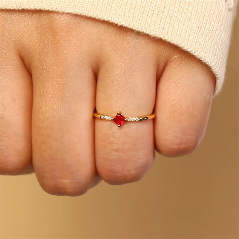 Adjustable Zircon Heart Rings for Women