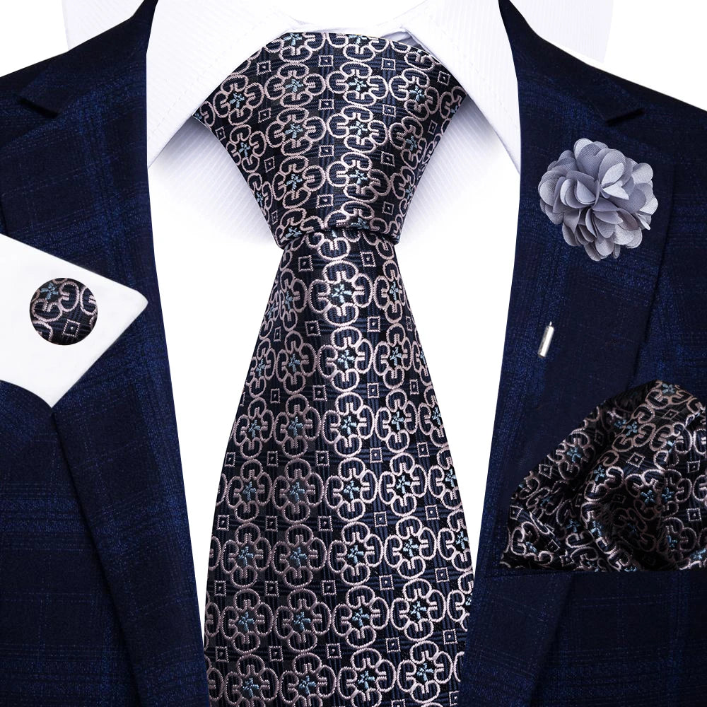 Men's Paisley Sky Blue Striped Silk Tie