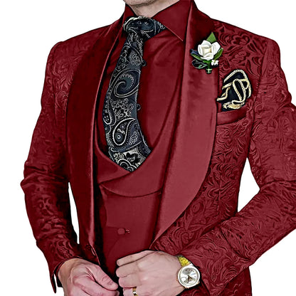 High-Quality Jacquard Men's 3-Piece Suit Set