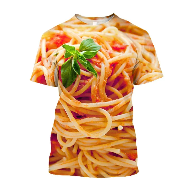 Men's Quick Dry Pasta Pizza 3D Print T Shirt
