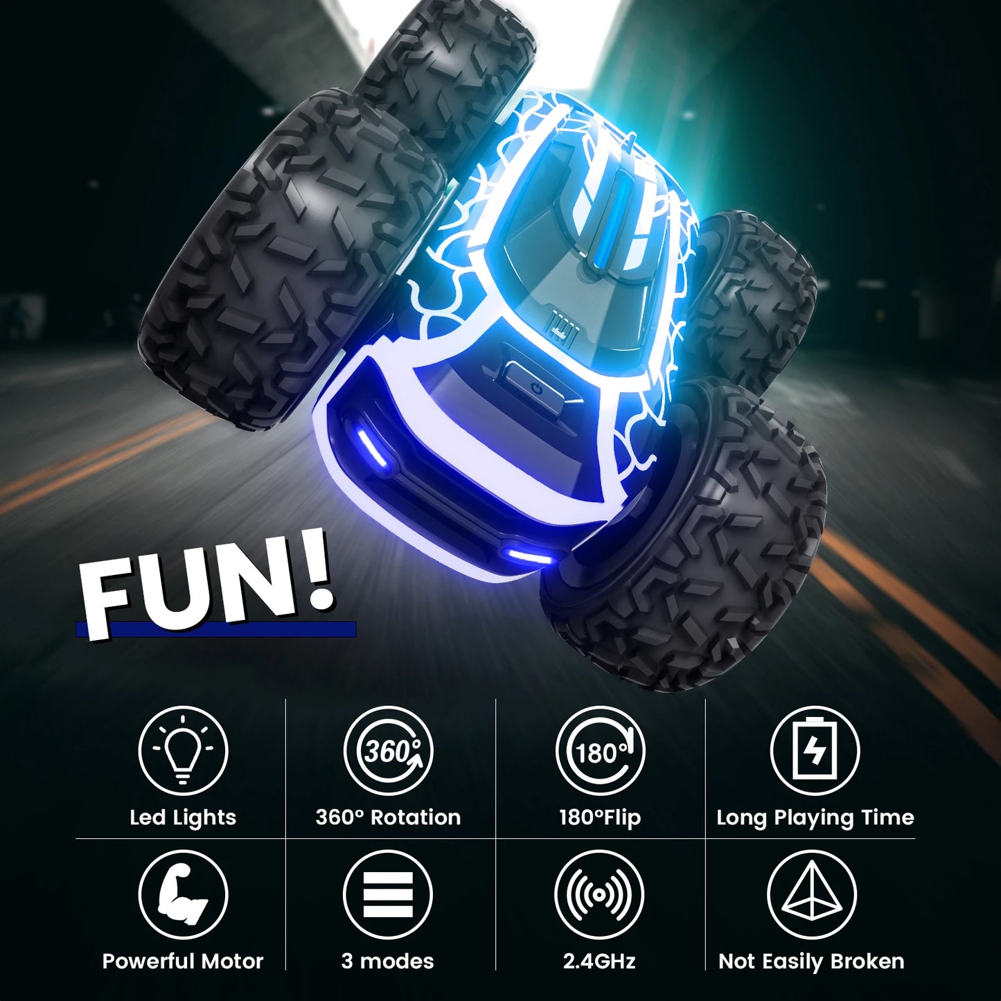 2.4GHz RC Stunt Car for Boys - 360° Rotation