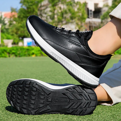 Men’s Waterproof Leather Golf Shoes – Spiked Anti-Slip Golf Sneaker
