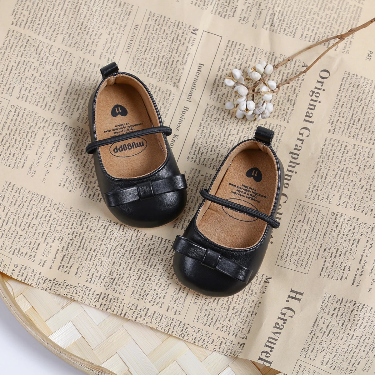 Flache Baby-Prinzessin-Schuhe mit Schleife