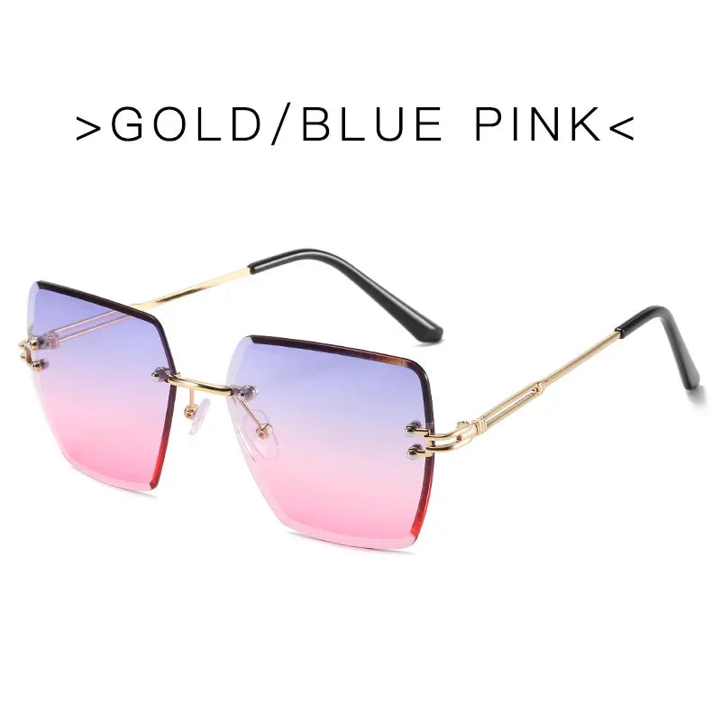 Women's Retro Summer Oversized Rimless Sunglasses