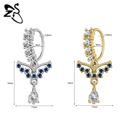 Hochwertige baumelnde Nasenringe mit CZ-Herzen für Frauen