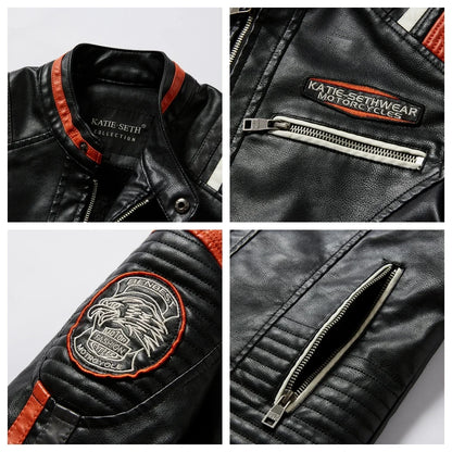 Stylish Slim Fit PU Leather Motorcycle Jacket