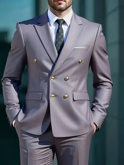 Men Classical Korean Style 2 Pcs Suit Set