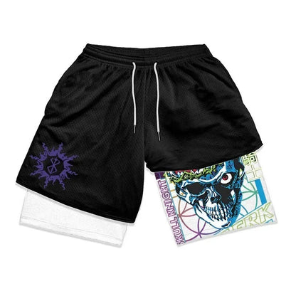 2-in-1-Turnshorts mit Berserker-Print für Herren
