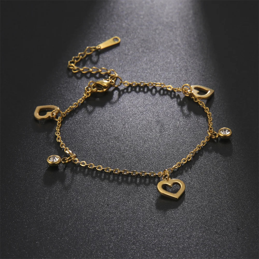 Stainless Steel Star Moon Heart Butterfly Anklet – Women’s Foot Bracelet Chain