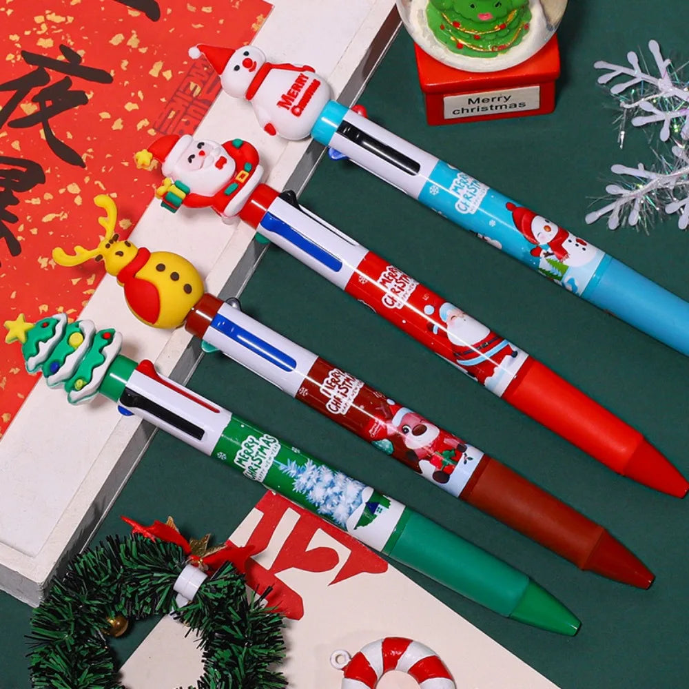 Ensemble de stylos à bille quatre couleurs de Noël