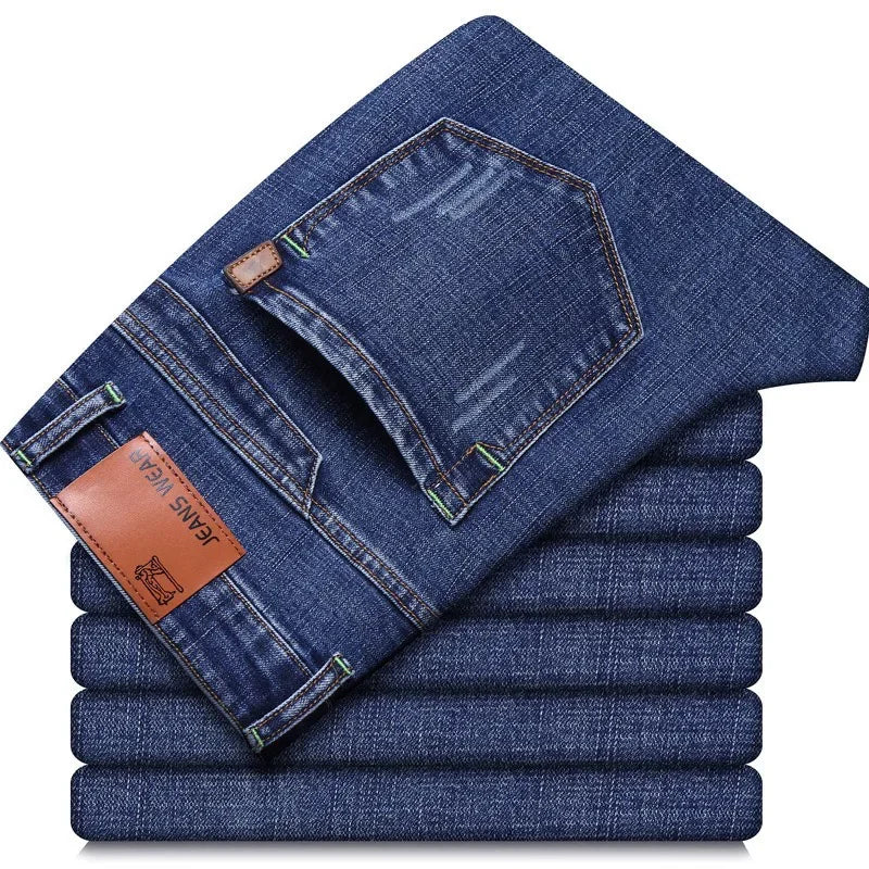 Jean en denim noir stretch droit pour homme