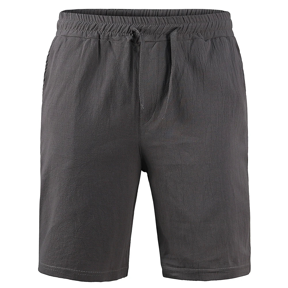 Men's Casual Cotton-Linen Drawstring Shorts