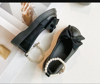 Kids Flats Pearls Ankle Strap Shoes