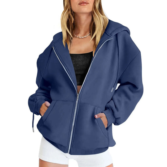 Women's Autumn Fleece Zip Up Hoodie Sweatshirt