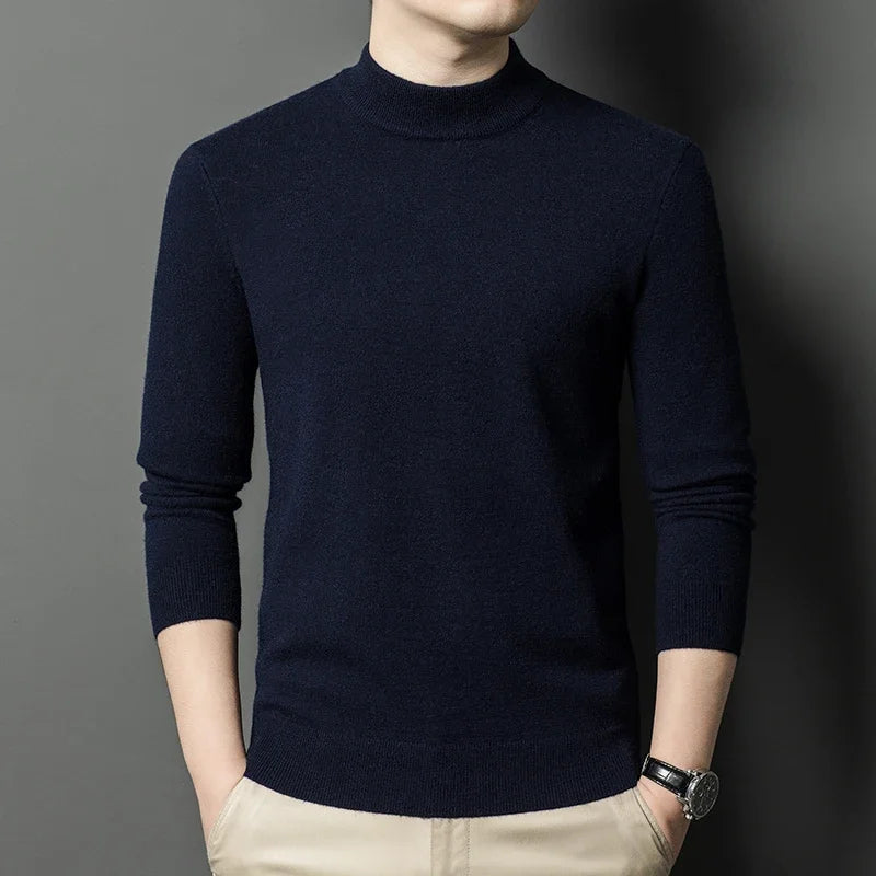 Knitwear Sweater Autumn/Winter Mock Neck  Pullovers Casual Mens Clothing