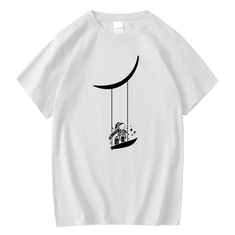 T-shirt à manches courtes et col rond imprimé Astronaut Moon Swing