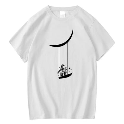 T-shirt à manches courtes et col rond imprimé Astronaut Moon Swing