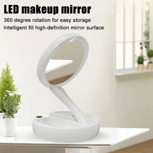 Miroir de maquillage LED avec rotation à 360° et chargeur USB