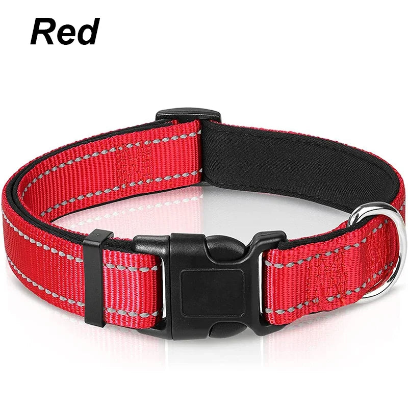 Adjustable Reflective Free Engraved Padded Dog Collars