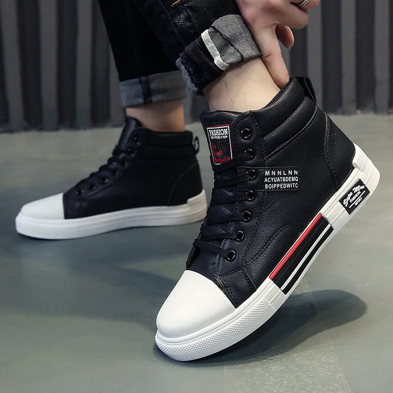 Leather Men's Canvas Shoes - Men Non-Slip Male Sneakers