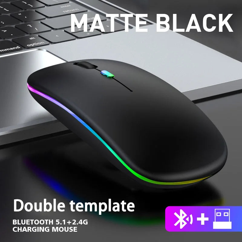 Rechargeable RGB Ergonomic Silent Click Mouse - Wireless Mice Mouse