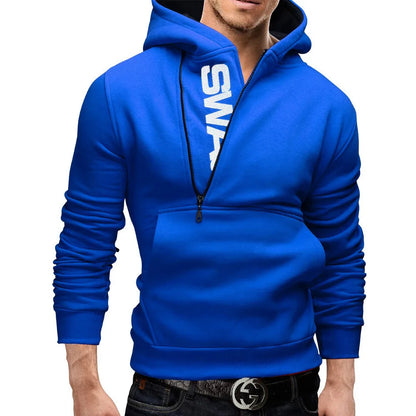 Zipper Print Hooded Sweatshirt for Men