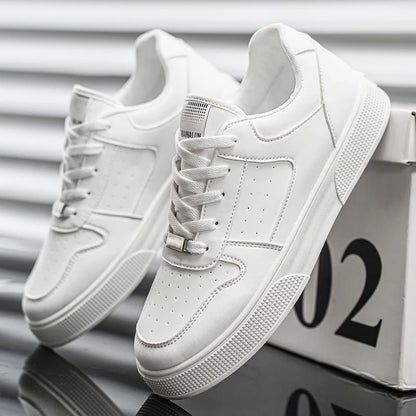 Herren Casual Leder Bequeme flache Slip-on Weiße Schuhe