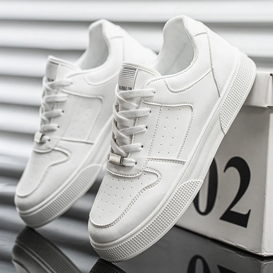 Herren Casual Leder Bequeme flache Slip-on Weiße Schuhe