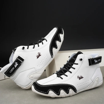 Herren-Winterstiefel mit hohem Schaft und Schnürung aus Leder