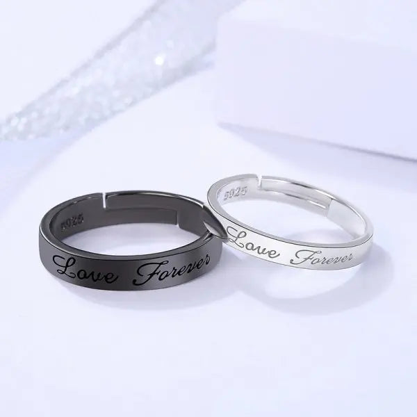 Bagues assorties en forme de battement de cœur (lot de 2) pour couples, bagues de promesse romantiques