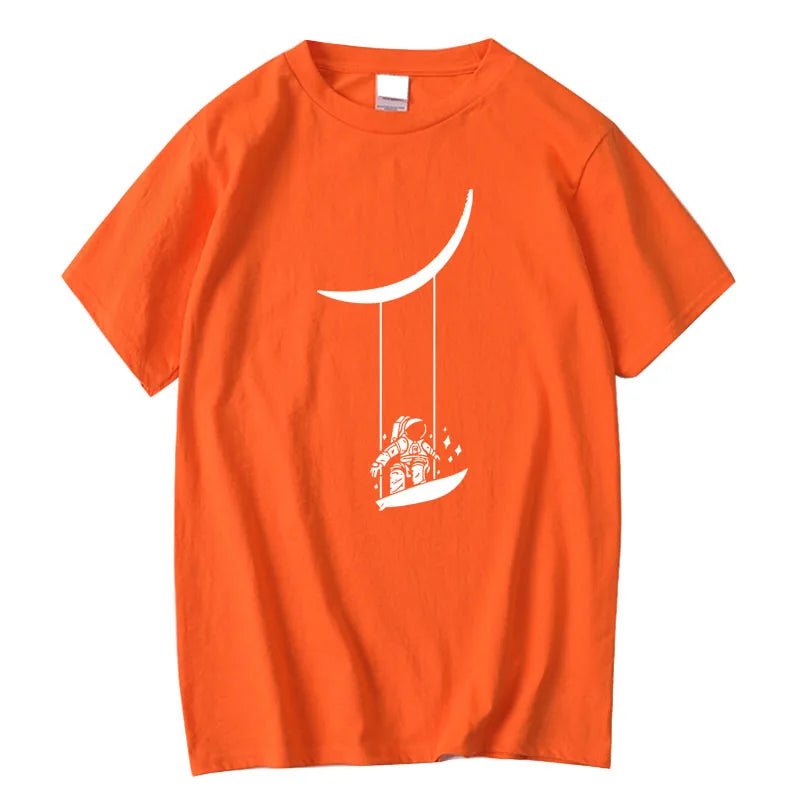 T-shirt à manches courtes et col rond imprimé Astronaut Moon Swing