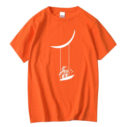 T-shirt à manches courtes et col rond imprimé Astronaut Moon Swing