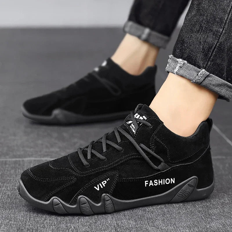 Men’s Waterproof Leather Ankle Boots – Lace-Up Casual Sneakers