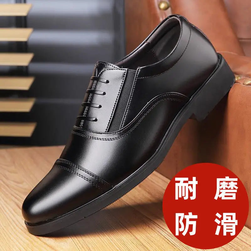 Men’s Genuine Leather Slip-On Dress Shoes – Lightweight Business Formal Oxford