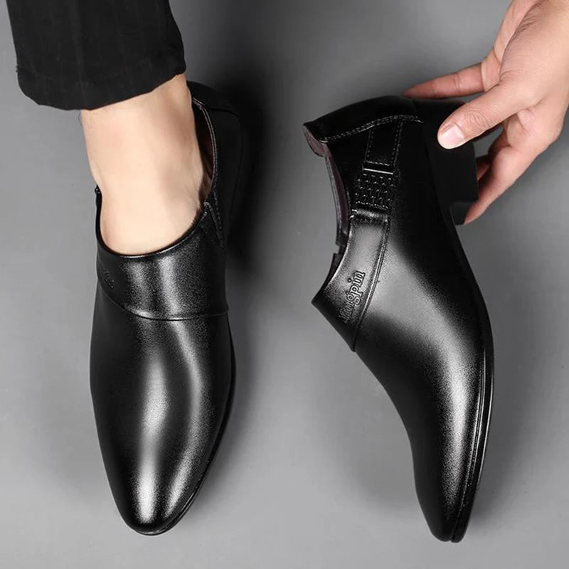 Plus Size Men's PU Leather Formal Slip-Ons